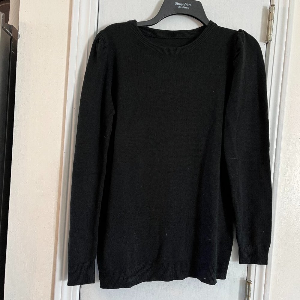 Black Puff Sleeve Crewneck